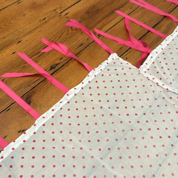 Pottery Barn Teen dark pink dottie sheer curtains set of 2 panels. 44in x 63 in. - Picture 4 of 5